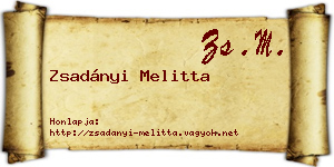 Zsadányi Melitta névjegykártya
